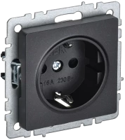 Розетка c З/К без шторок, Черный, Brite IEK BR-R11-16-K02