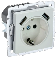 Розетка с З/К и USB зарядкой, тип А+А 3,1А, Жемчуг, Brite IEK BR-R14-16-U21-D31-K36