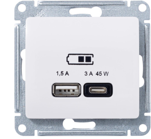 Розетка USB для быстрой зарядки, тип A+C 45ВТ, Бежевый, AtlasDesign SE GSL000229