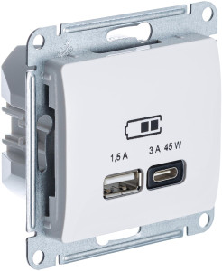 Розетка USB для быстрой зарядки, тип A+C 45ВТ, Бежевый, Glossa SE GSL000229