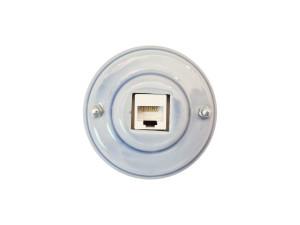 Розетка комп. RJ45 cat.6, керамика, Hебесно-голубой Celeste, серебристая фурнитура, Leanza РК6НС