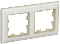Рамка 2 местная, Бежевый/Жемчужный, Brite IEK BR-M22-12-1-K10