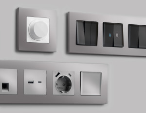 Рамка 4 местная пластик, Сталь матовый, ALFA Qubi Ambrella Volt AF250504