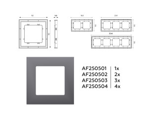 Рамка 4 местная пластик, Сталь матовый, ALFA Qubi Ambrella Volt AF250504