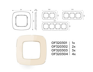 Рамка 3 местная стекло органическое, Бежевый, OMEGA Radian Ambrella Volt OF320303