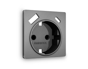 Лицевая панель розетки с З/К и USB зарядкой А+C с шторками, Антрацит серый, ALFA Quant Ambrella Volt AP6600