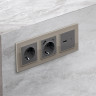 Лицевая панель розетки с З/К и USB зарядкой А+C с шторками, Антрацит серый, ALFA Quant Ambrella Volt AP6600