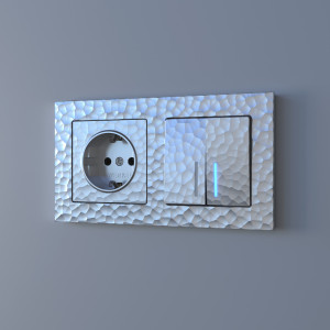 Выключатель 2 кл. с подсветкой, Hammer серебряный, Werkel W1220106