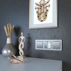 Выключатель 2 кл. с подсветкой, Hammer серебряный, Werkel W1220106